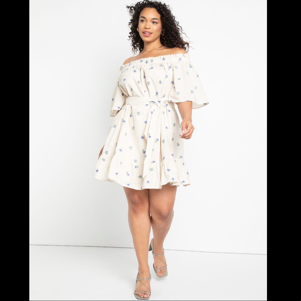 ✨NWT Eloquii Embroidered Off The Shoulder Minidress